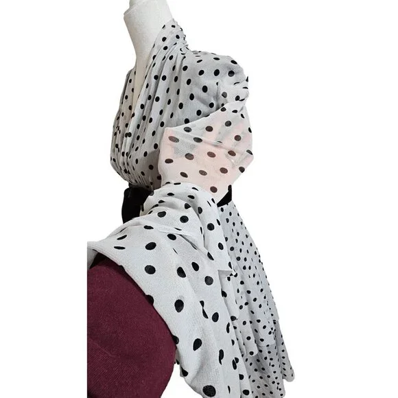 petit pois by Viviana G long sleeves black & white polka dot mini dress size S - Picture 4 of 10